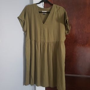 Green boho linen style dress